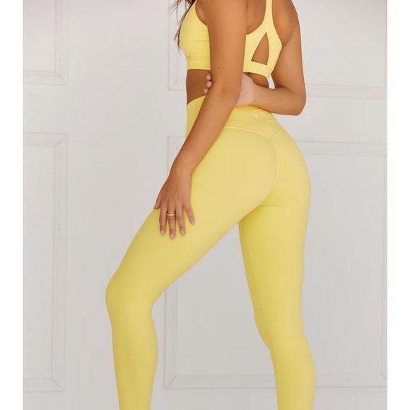 Bright Yellow Astoria activewear set Bra Shorts Leggings